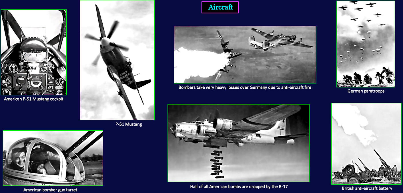 Aircraft fill the sky, 1940s
